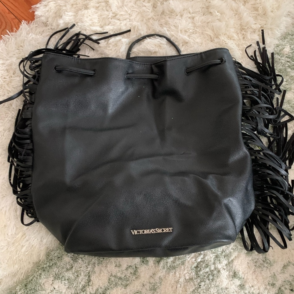 Victoria's Secret Black Fringe Shoulder backpack